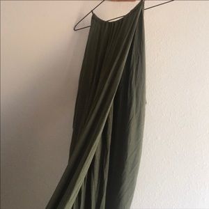 Maxi Dress Wrap High Neck Olive Drape